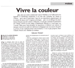 « Vivre la couleur », par Gérard Noiret, dans La Quinzaine Littéraire